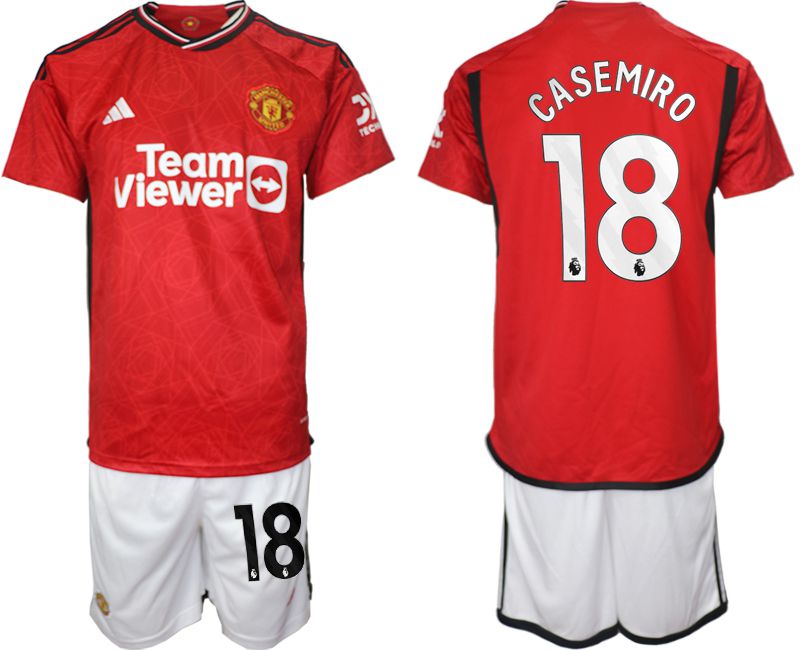Men 2023-2024 Club Manchester United home red #18 Soccer Jersey